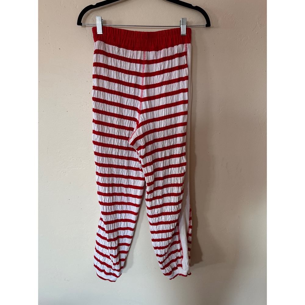 Phyllis Sues Vintage Red White Striped Crinkle Pants Tropical Patch Retro Small - Picture 13 of 16